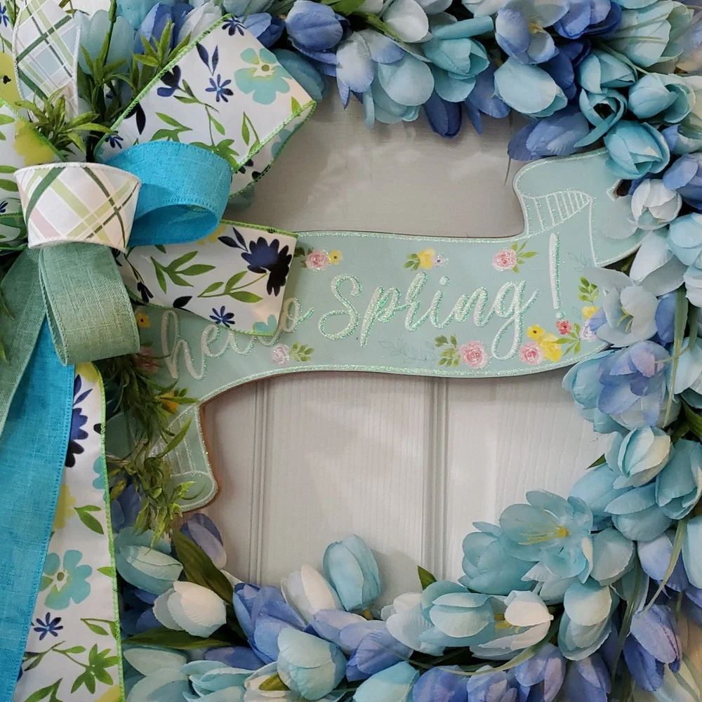 Blue Floral Spring Wreath